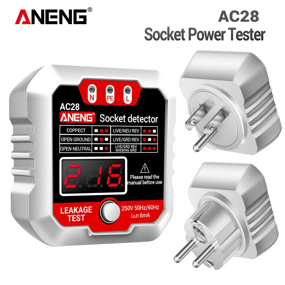 Circuit Breaker Finder - ANENG AC27/AC28 デジタルソケットパワーテスター 50Hz/60Hz ソケット極性検出器 電圧テスター