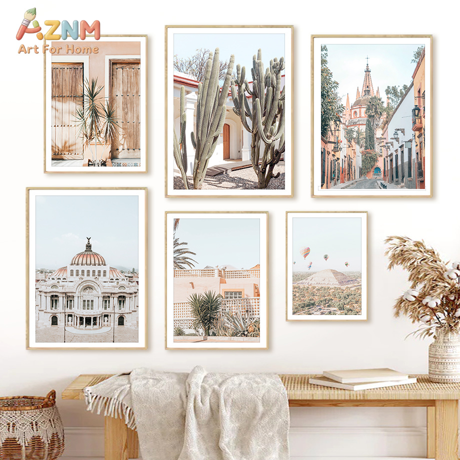 Wall Texture Spray - AZNM ボヘミアン メキシコシティ風景 キャンバス ウォールアート ニュートラル