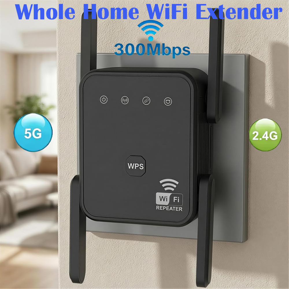 Home Improvement Hardware - 2026年新型WiFiリピーター 300Mbps 2.4GHz ワイヤレスWiFiアンプ 信号拡張器 家庭用壁掛けWi-Fi信号ブースター