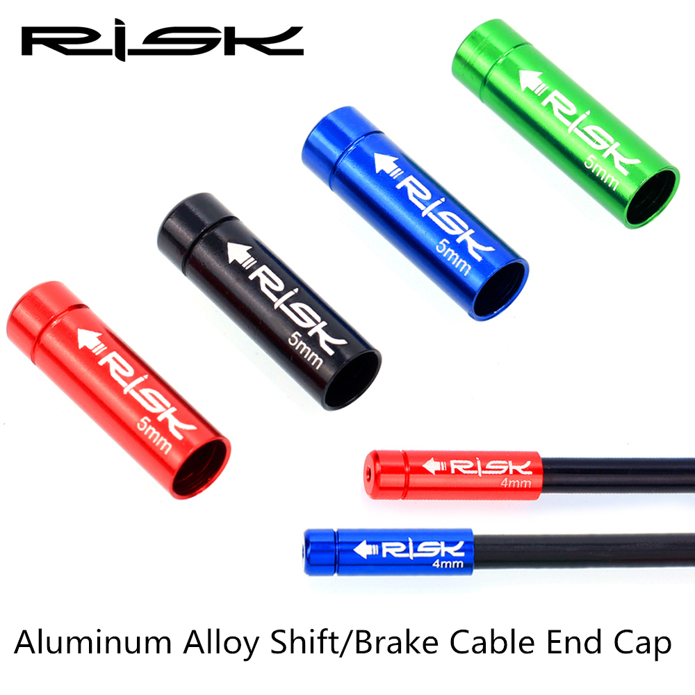 Wire Connector Cap - 10個のアルミ合金バイクケーブルエンドキャップ、5mmブレーキワイヤーコアキャップ、4mmシフトラインチューブスリーブカバー、自転車ケーブルダストカバー