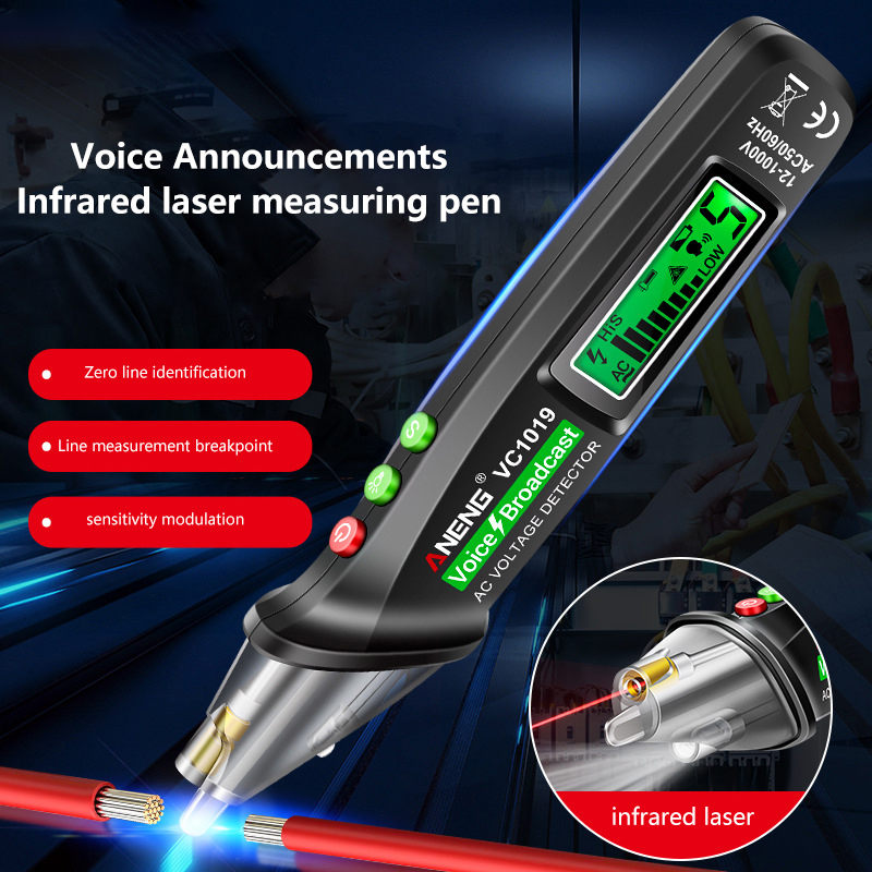 Circuit Breaker Finder - ANENG VC1019 サーキットブレーカーファインダー 音声ブロードキャストおよび赤外線センサー付き ポジショニング電圧テスター 電線検出器