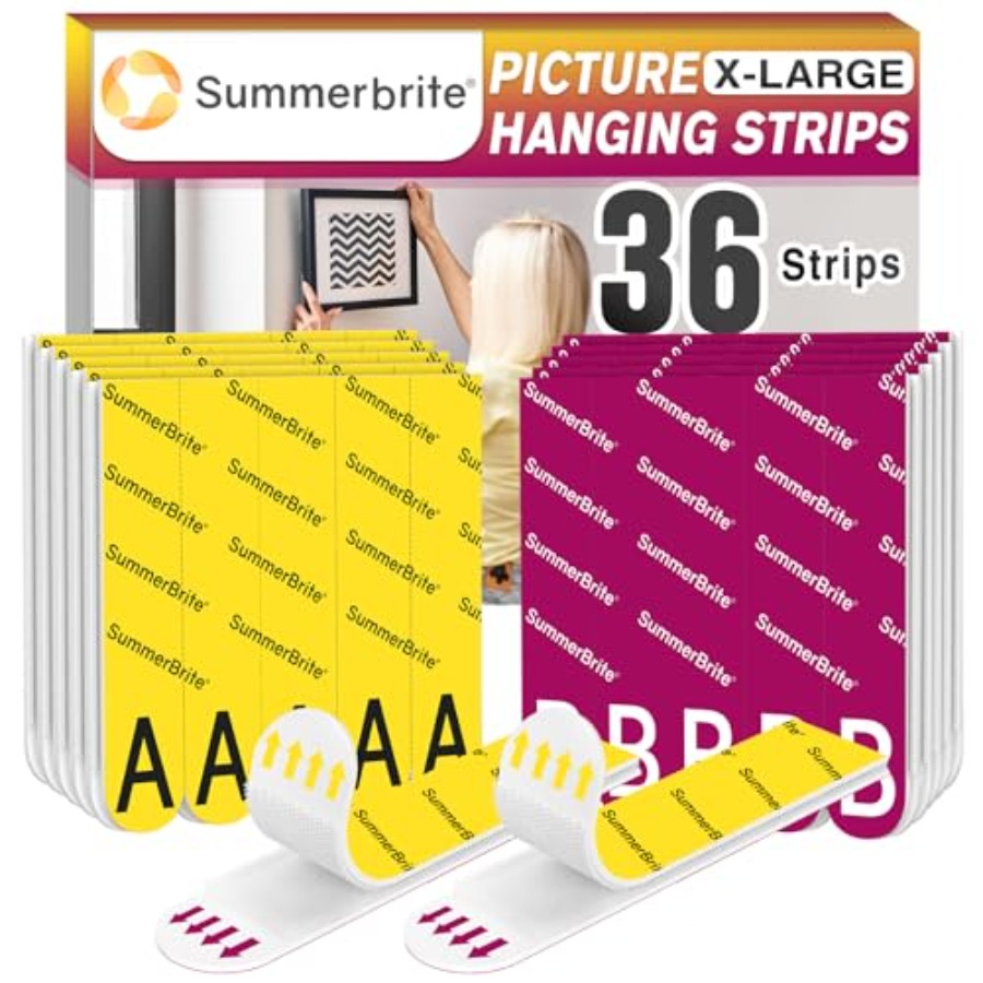 Picture Hanging Strip - 絵画吊り下げ用ストリップ ヘビーデューティーXL 18ペア/ストリップ、損傷防止絵画ハンガー、取り外し可能な粘着フックとループウォール