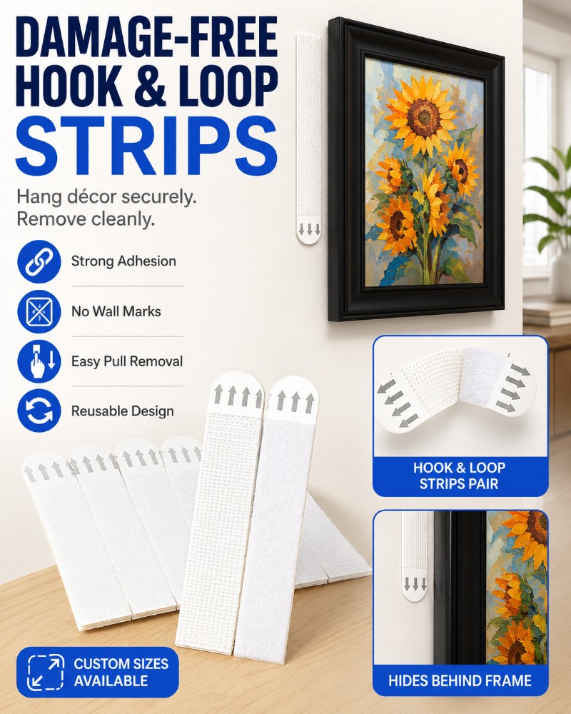 Picture Hanging Strip - 12～120ペアの取り外し可能な粘着フックループストリップ、損傷のない壁掛け用固定具、再利用可能な絵画吊り下げテープ