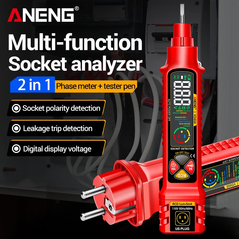 Circuit Breaker Finder - ソケット回路テスター ANENG VD808 デジタルサーキットブレーカーファインダー AC DC