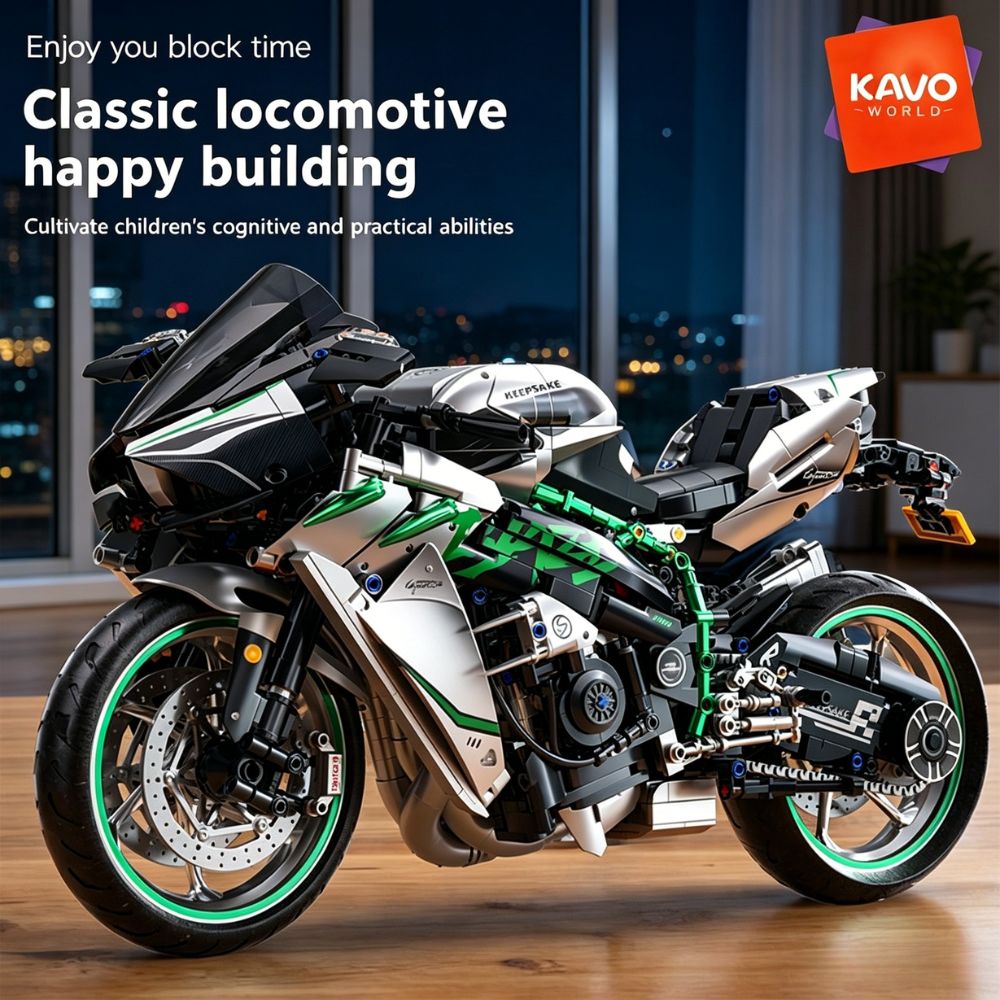 Home Improvement Expo - KAVOWORLD 1:5 クラシック機関車バイク組み立てブロック 2248ピース メカニカルスポーツバイクモデルキット DIYバイク組み立てブリックセット