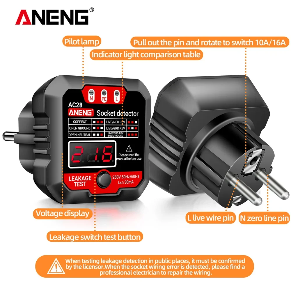 ANENG AC27/AC28 デジタルソケットパワーテスタ - Circuit Breaker Finder のレビューと価格