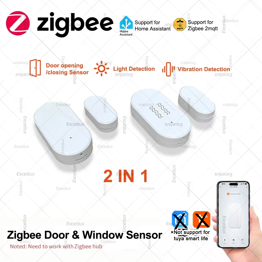 Zigbee 3.0 ドア窓センサー輝度/振動センサースマー - Home Improvement Hardware のレビューと価格