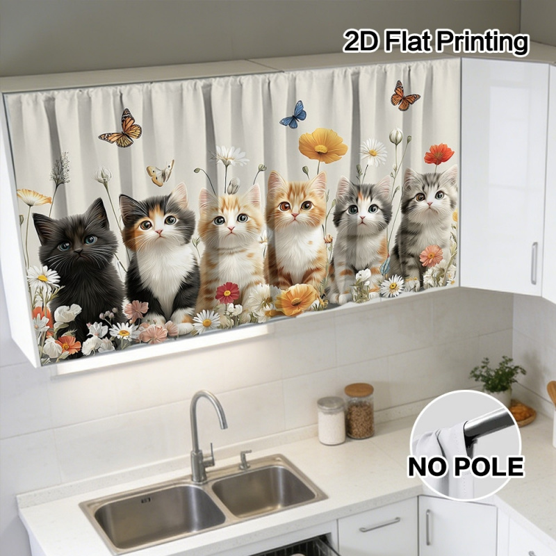 VIKAMA 春の猫と野の花 キッチンキャビネットカーテン  - Home Improvement Youtube のレビューと価格
