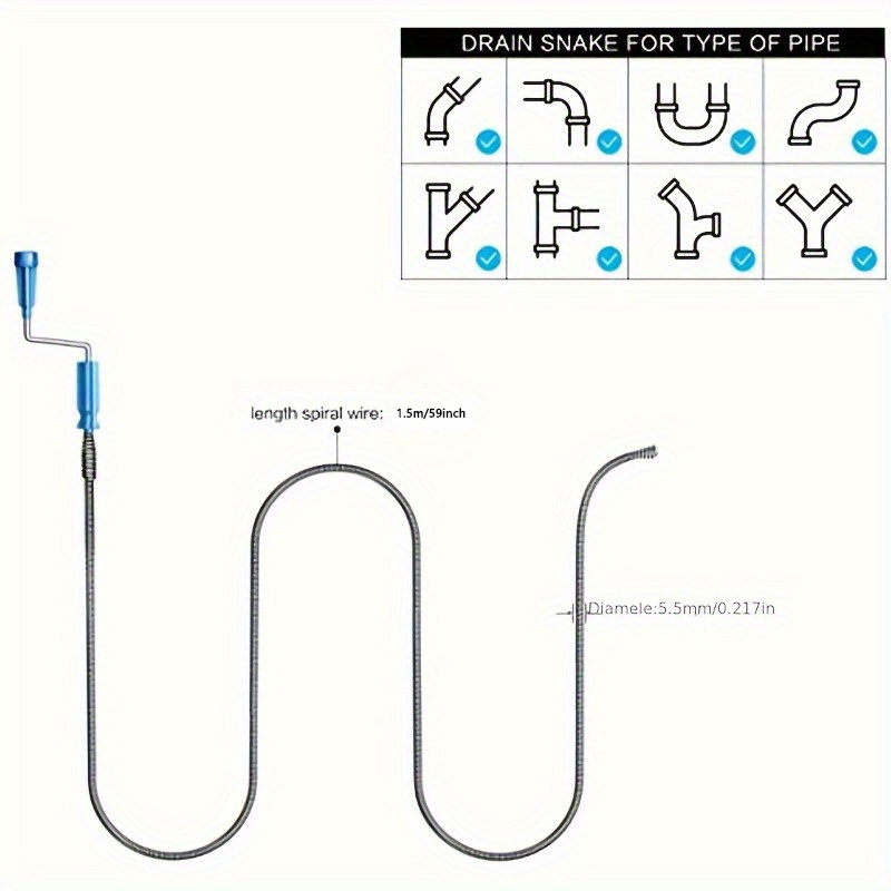 伸縮式ハンドル付きフレキシブルスチール製排水管クリーナースネ - Plumbing Snake Drain のレビューと価格