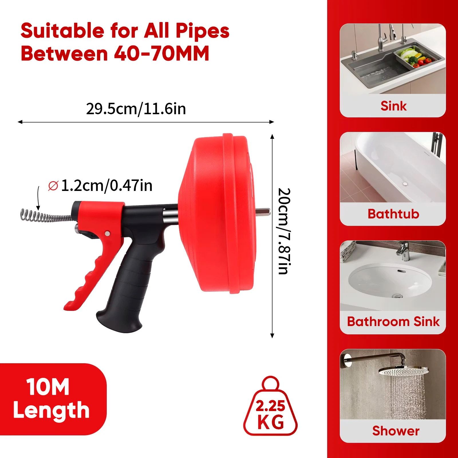 パイプ浚渫機クリーニングスパイラル 10M/33フィート ス - Plumbing Snake Drain のレビューと価格