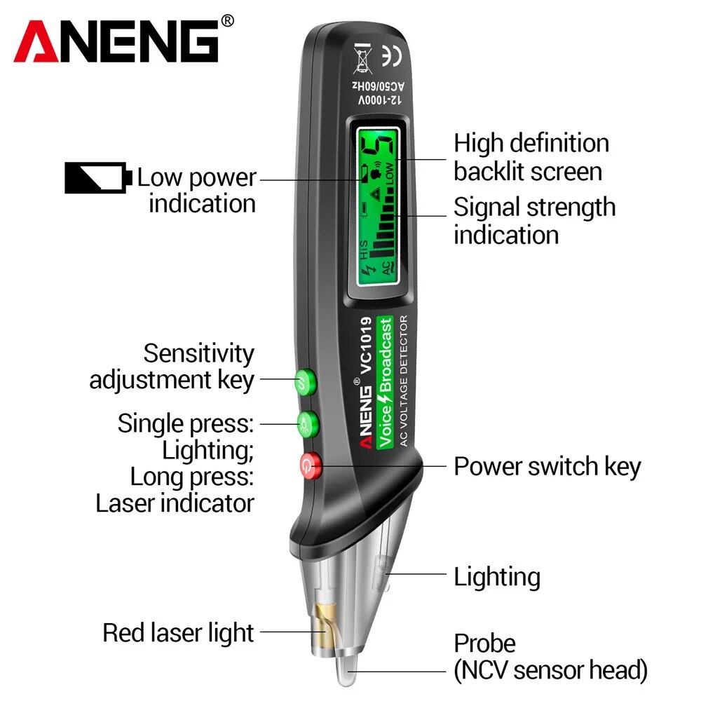 ANENG VC1019 回路ブレーカー探知機 音声放送と赤 - Circuit Breaker Finder のレビューと価格