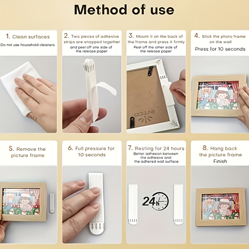 取り外し可能な残留物なしフックループテープ、自己粘着式、簡単 - Picture Hanging Strip のレビューと価格