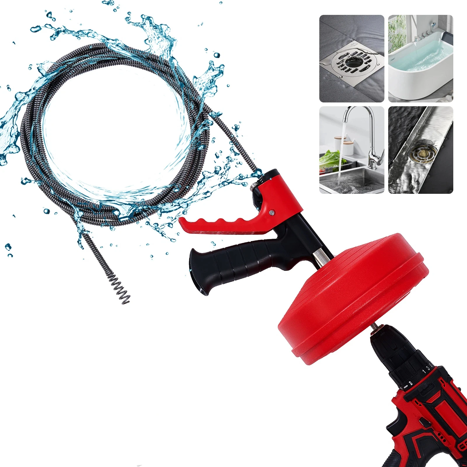 プロ仕様の排水管清掃用オーガー、フレキシブル配管用、長さ5～ - Plumbing Snake Drain のレビューと価格